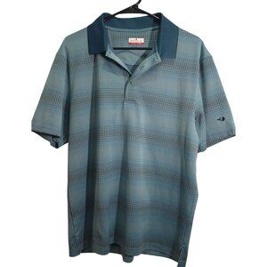 Grand Slam Mens Polo Shirt Size L Blue Plaid Short Sleeve Golf Casual